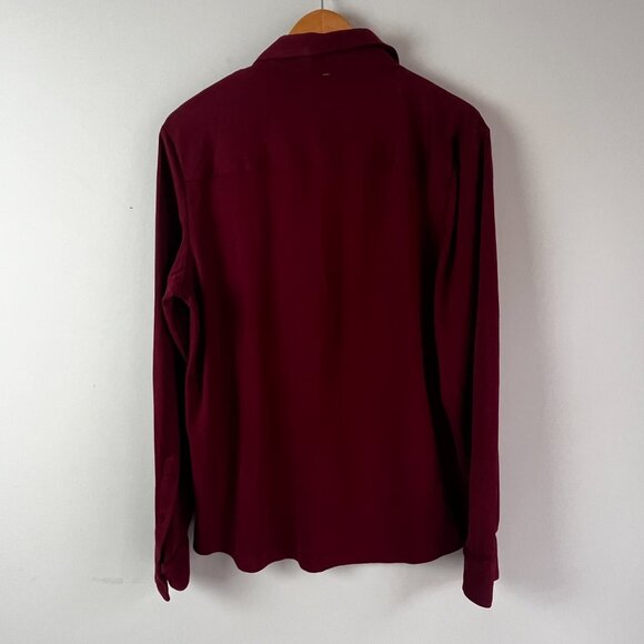 2/$30 Calvin Klein Burgundy Medium Long Sleeve Polo Tee - Picture 3 of 6